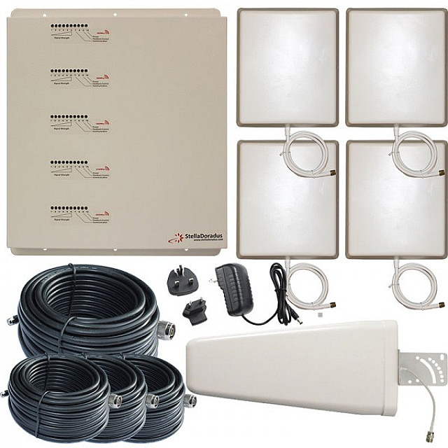 StellaDoradus 800 / 900 / 1800 / 2100 / 2600 MHz Frequency Bands 4-Indoor Antenna Signal Repeater Kit (SD-RP1002-LGDWH-4P)