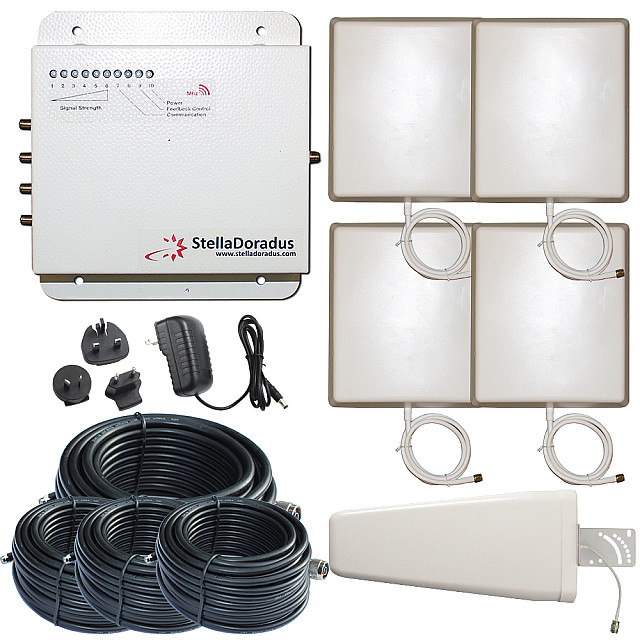 StellaDoradus StellaOffice Single Band Mobile Phone Signal Repeater Kit For Office Use – Boosts Voice/SMS 4GLTE Signal In Buildings & Offices