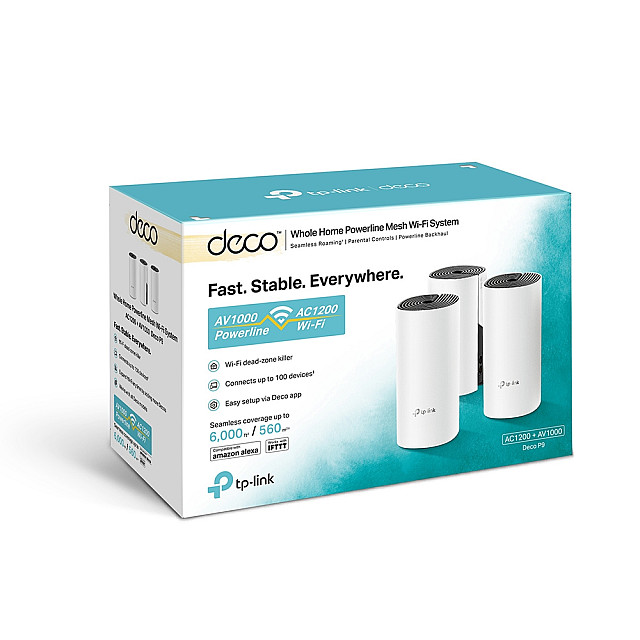 TP-Link Deco P9 - AC1200 Whole-Home Hybrid Mesh Wi-Fi System with Powerline (3-Pack)