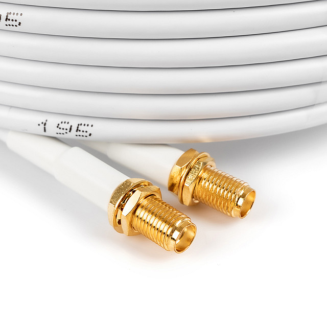 Poynting CAB-144: SMA-Male to SMA Female Gold-plated 5m Twin Pair HDF195 White Cable