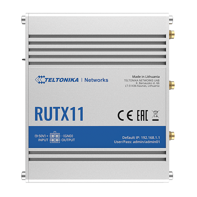 Teltonika RUTX11: Dual SIM LTE Router with WiFi/GPS/GLONASS / Gigabit LAN Port / Carrier Aggregation