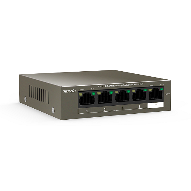 Tenda TEF1105P-4-63W 5-Port 10/100Mbps Desktop Switch with 4-Port PoE