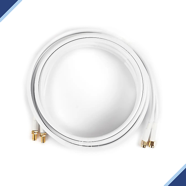 Poynting CAB-144: SMA-Male to SMA Female Gold-plated 5m Twin Pair HDF195 White Cable