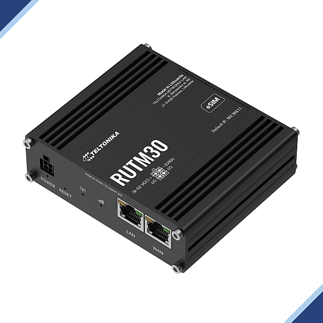 Teltonika RUTM30: Compact Dual-SIM + eSIM 4G-Cat19, 5G Cellular Router