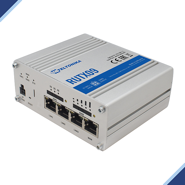 Teltonika RUTX09: CAT6 300Mbps Dual-SIM LTE Router w/ Gigabit Port & Carrier Aggregation Support